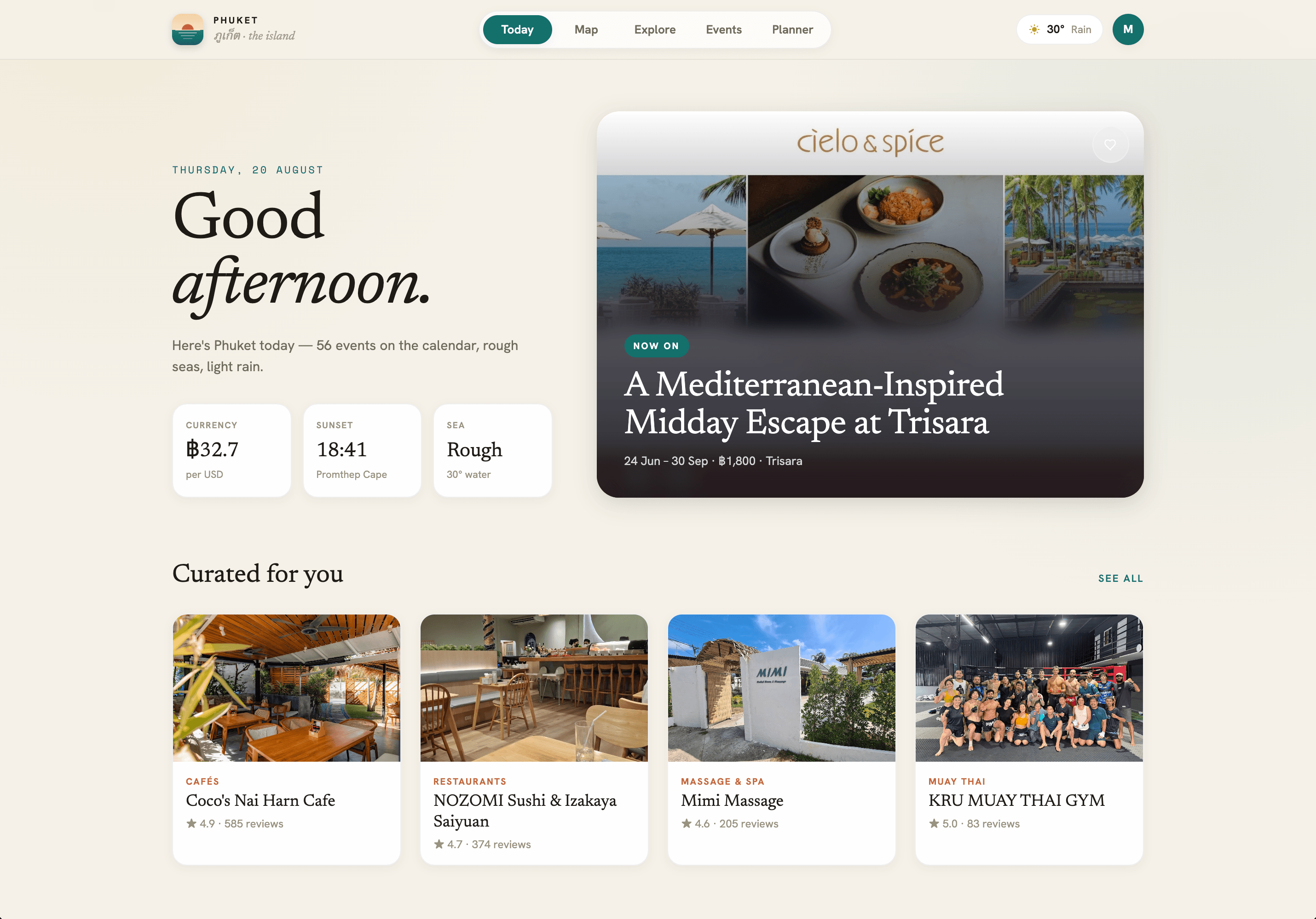 Phuket Tourist web app with local events and places to discover